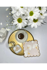 Seyrek Ginkgo Yaprak Tasarımlı Nakış Kenar Kokteyl Peçetesi 1 Adet